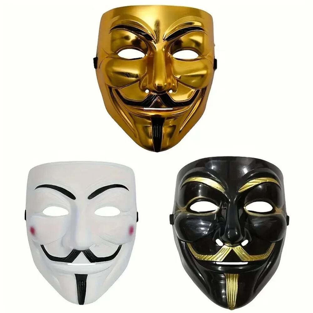 3 Pack Anonymous Mask Halloween Costume Cosplay Party V For Vendetta Guy Fawkes